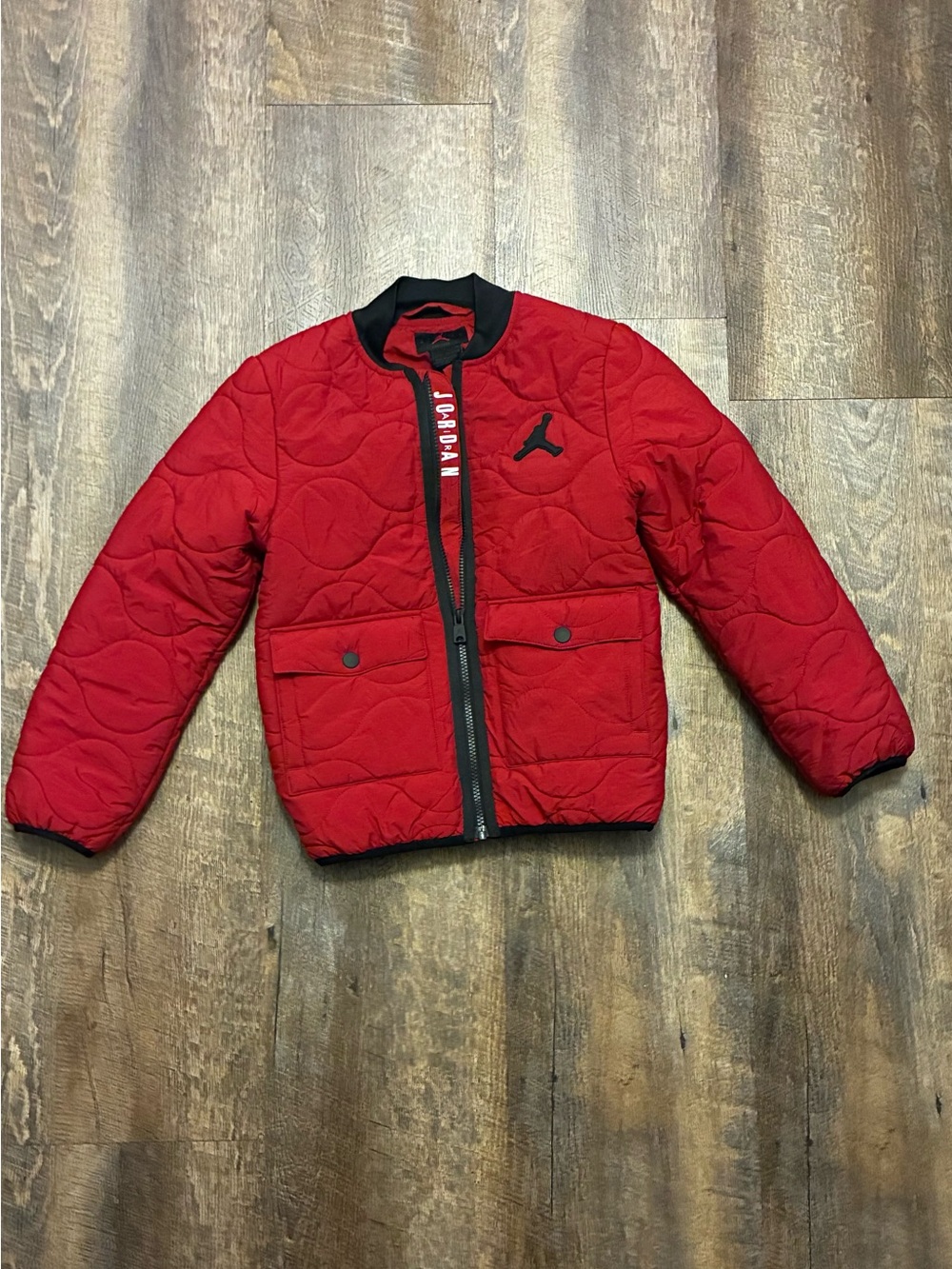 Jordan Red Quilted Puffer Jacket for Kids
